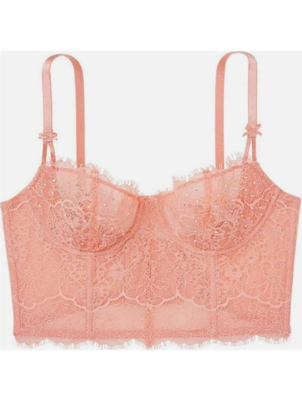 Victoria's Secret Women's Pink Dream Angels Lace Push Up Sequined Corset Bra 36C